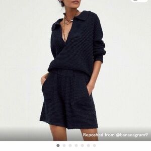 Free People navy carter  Sweater set